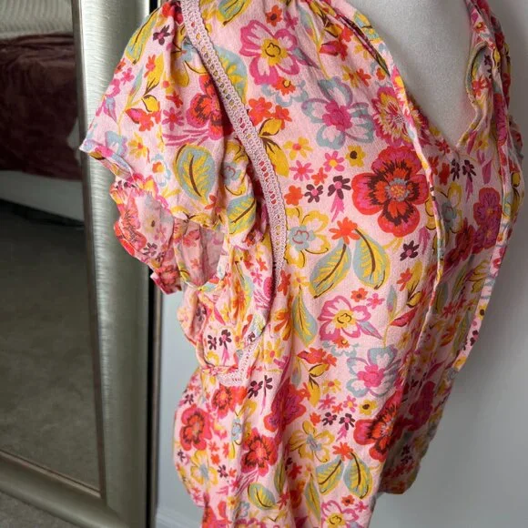 Lucky Brand Medium Women's Floral Tank Top with Tie - Picture 2 of 8